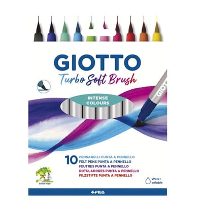 Marcador Feltro Aguarelável Giotto Turbo Soft Brush 10 Cores