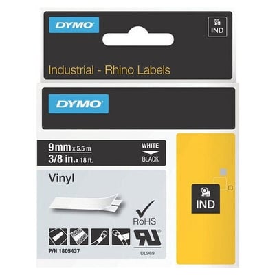 Fita Dymo Rhino Vinílica / PVC 9mm x 5.5m