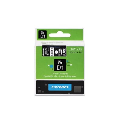 Fita Dymo D1 45021 12mmx7m Branco/Preto