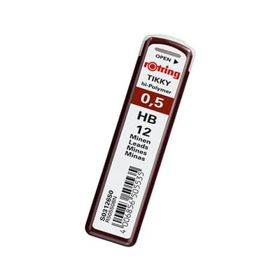 Minas Rotring 0,5 HB tubo12 minas - pack 10