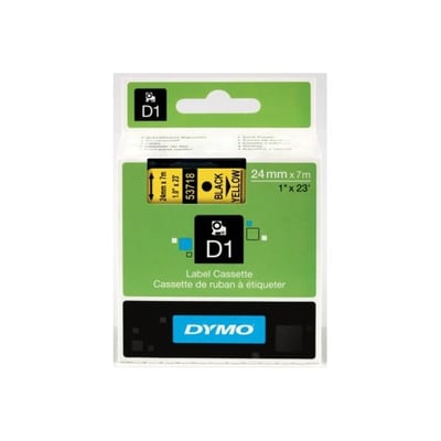 Fita Dymo D1 53718 24mmx7m Preto/Amarelo