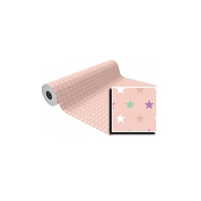 Papel de Embrulho Stars Rosa 31cmx85mt