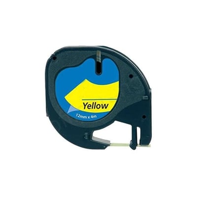 Fita Plástico Compatível Dymo 12mmx4m Preto/Amarelo