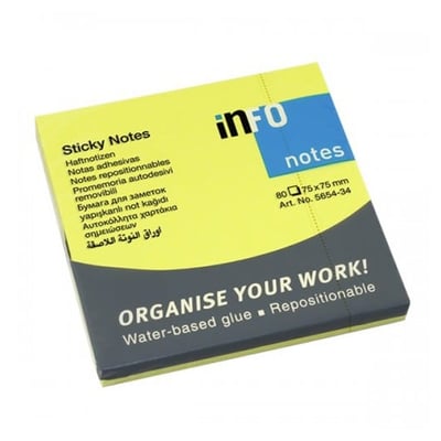 Bloco de Notas Aderentes 75x75mm Amarelo Forte Pack 12