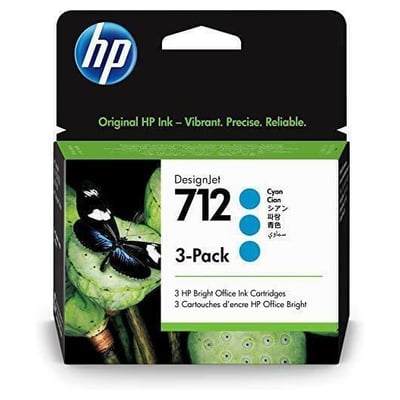 Tinteiro Original HP 712 Ciano Pack 3