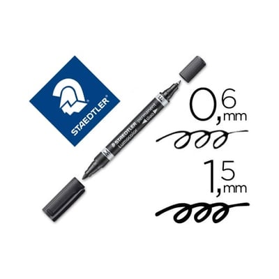 Marcador Staedtler Perm. Lumocolor Duo 348 - Preto Cx10