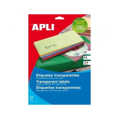Etiquetas Transparentes Adesivas 63,5x38,1mm 10fls - 210un