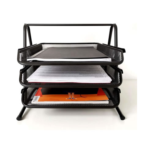 Tabuleiro em rede metalica Preto com 3 Gavetas