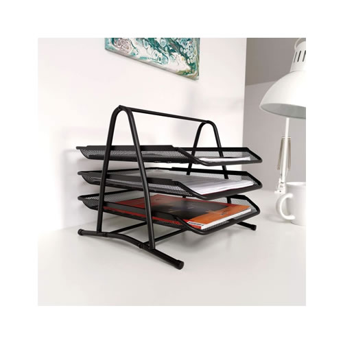 Tabuleiro em rede metalica Preto com 3 Gavetas