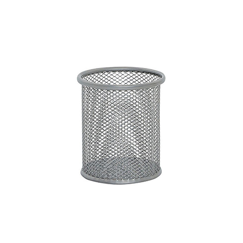 Porta Lápis Redondo em Rede Prata