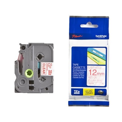 Fita Grav. Orig. Brother 12mmx8mts Transp/Vermelho
