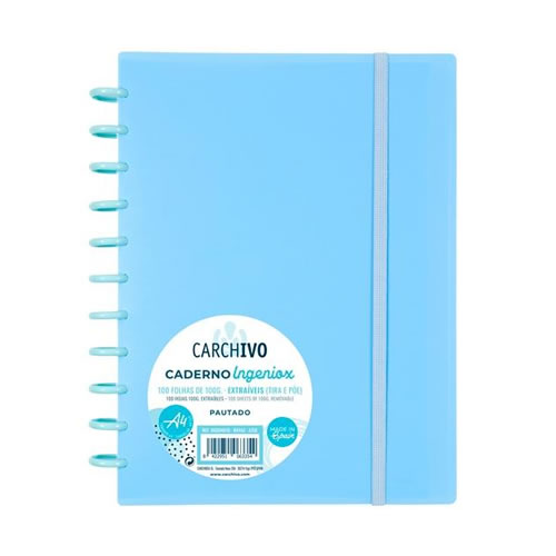 Caderno Inteligente A4 Quadriculado 100 fl Azul