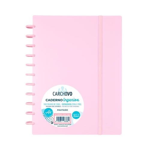 Caderno Inteligente A4 Quadriculado 100 fl Rosa
