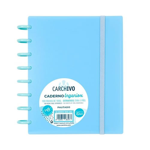 Caderno Inteligente A5 Quadriculado 100 fl Azul