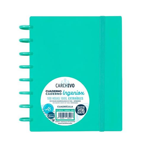 Caderno Inteligente A5 Quadriculado 100 fl Verde