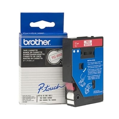 Fita Grav. Orig. Brother 12mmx7,7mts Bran./Verm.