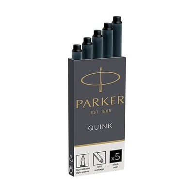 Recarga de Tinta Permanente Parker Quink Negro - 5un