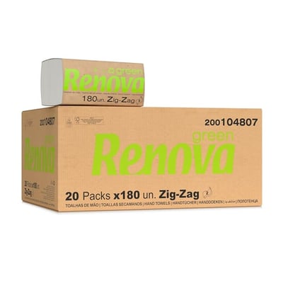 Toalha de Mãos ZigZag Renova 22x21,5cm 2Fls 3600un