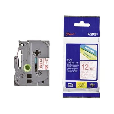Fita Original Brother TZe132 Transp/Vermelho 12mm