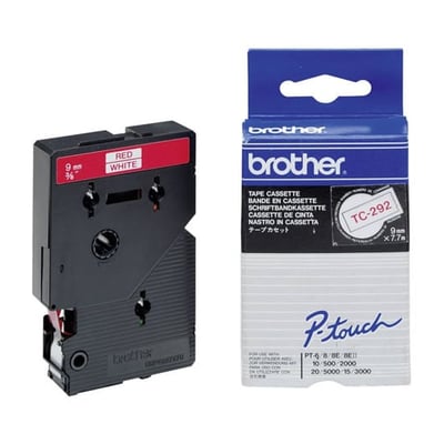 Fita Grav. Orig. Brother 9mm Branco/Vermelho