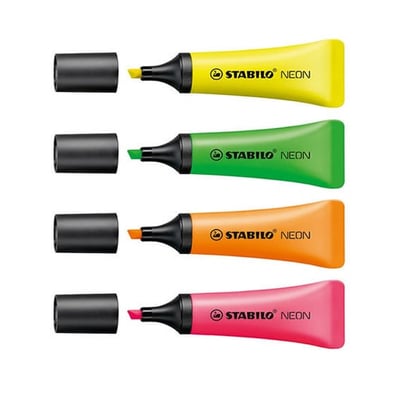 Marcador Stabilo Boss Fluorescente Neón - 4 Colores