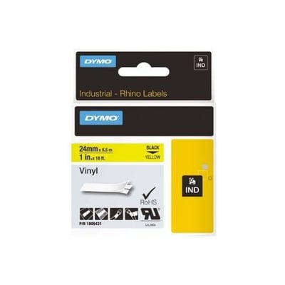 Fita Dymo Amarela Vinílica / PVC 24mm x 5.5m
