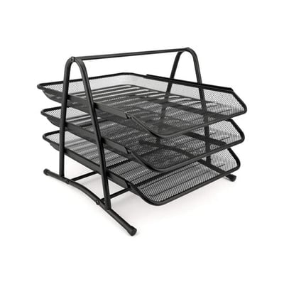 Tablero de red metálica negro con 3 cajones