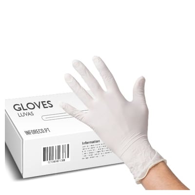 Luvas Latex c/Pó Super Finas Tamanho L - Pack 100