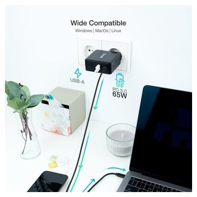 Transformador / Carregador TooQ TQLC-USBC65PD 65W