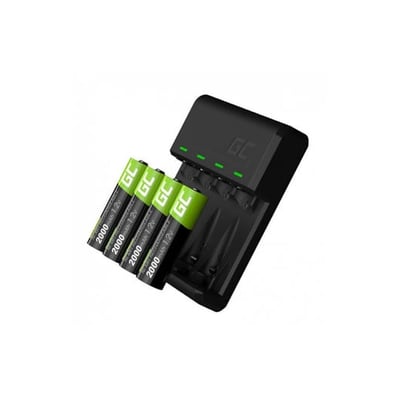 Cargador + 4 Pilas Recargables AA 2000mAh