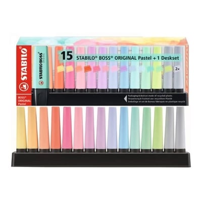 Marcadores Stabilo Boss Fluorescente Pastel - 15un