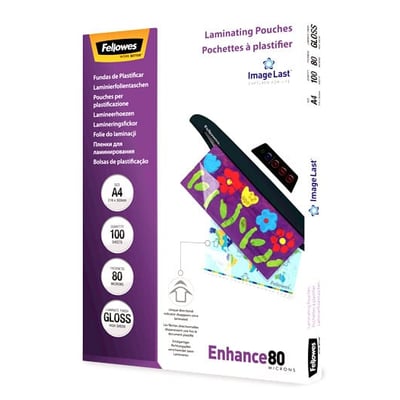 Bolsas de Plastificar Fellowes Brilho A4 80m 100u