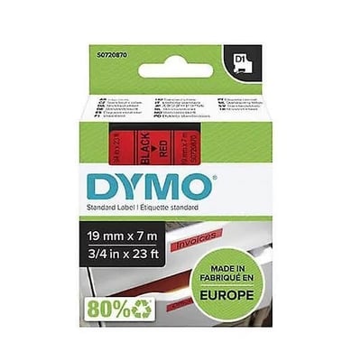 Fita Dymo D1 45807 19mmx7m Preto/Vermelho