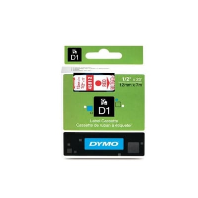 Fita Dymo D1 45012 12mmx7m Vermelho/Transparente