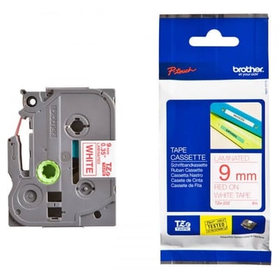 Fita Original Brother TZe222 Vermelho/Branco 9mm