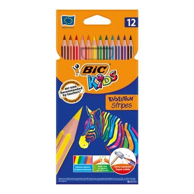 Lápis de Cor 18cm BIC Evolution Stripes - Cx 12un
