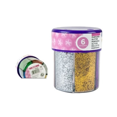 Purpurina Fantasía 6 Colores Metálicos 120g - Pack 6