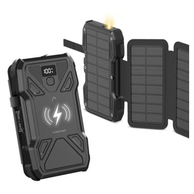 Powerbank Solar Head 10000mAh 22.5W Wireless USB (C+A) Preto