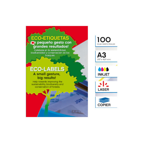 Etiquetas 297x420mm 100Fls A3 Apli 100un