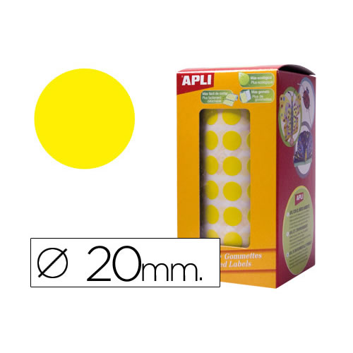 Etiquetas Apli Circulares 20mm Amarelo - 1 Rolo