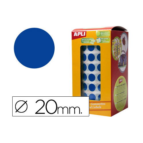 Etiquetas Apli Circulares 20mm Azul - 1 Rolo