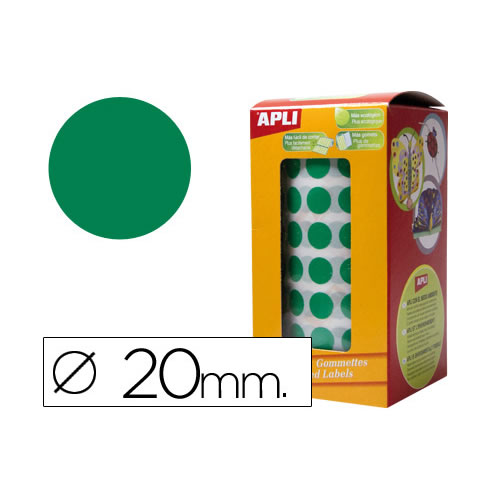 Etiquetas Apli Circulares 20mm Verde - 1 Rolo