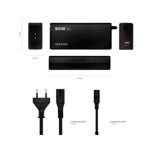 Carregador de Portátil Universal 90W 12 Conectores