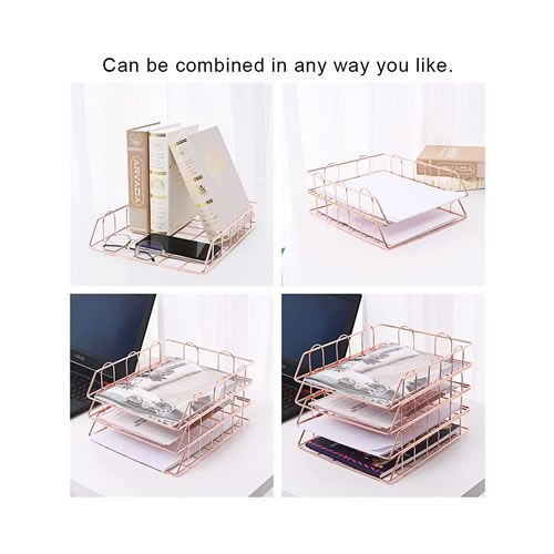 Tabuleiro com 3 Gavetas Rose Gold