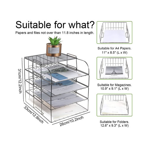 Tabuleiro em metal com 4 gavetas