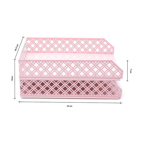 Tabuleiro com 2 Gavetas Cor-de-rosa