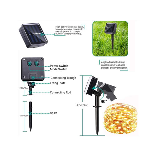 Correntes de luz solar para exterior de Natal