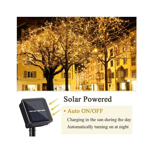 Correntes de luz solar para exterior de Natal