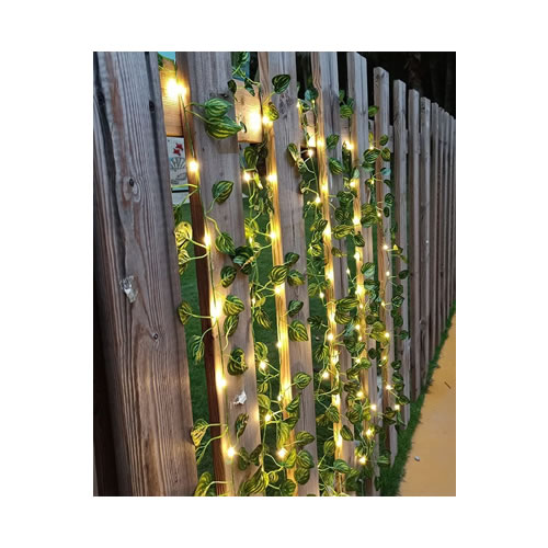 Corrente de luz solar para exterior com folhas