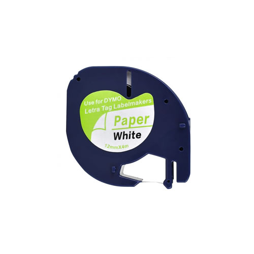 Fita Papel Compatível Dymo 12mmx4m Preto/Branco